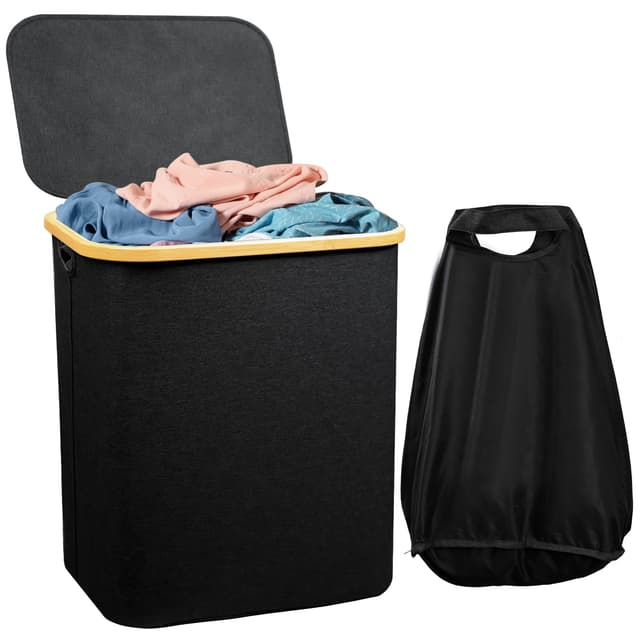 🧺🌟 Wäschekorb mit Deckel, 80L Wäschesammler Schmal 🌟🧺