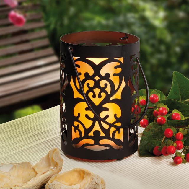 🕯️ Hellum 300277 Laterne Deko Ornament Metall m. LED-Kerze gelb 🕯️