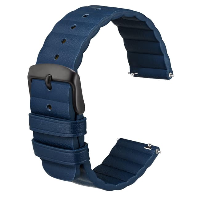Anbeer Leder Uhrenarmband für Herren Damen - Blau - Schwarze Schnalle 22mm ⌚🔵