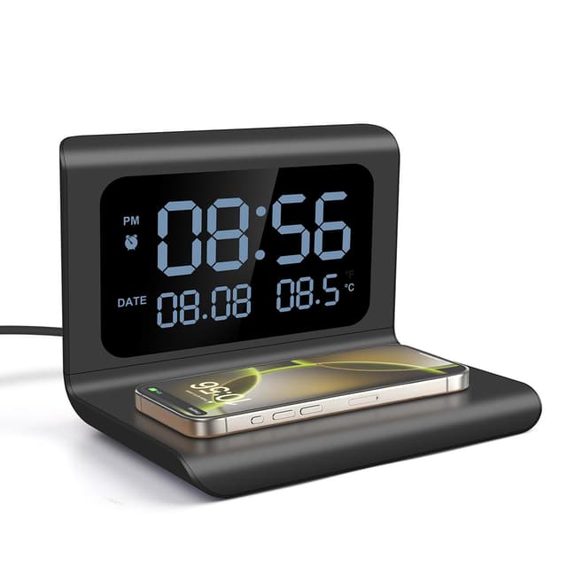 🕰️ PDKUAI Digitaler Wecker mit Ladestation und drahtlosem Laden