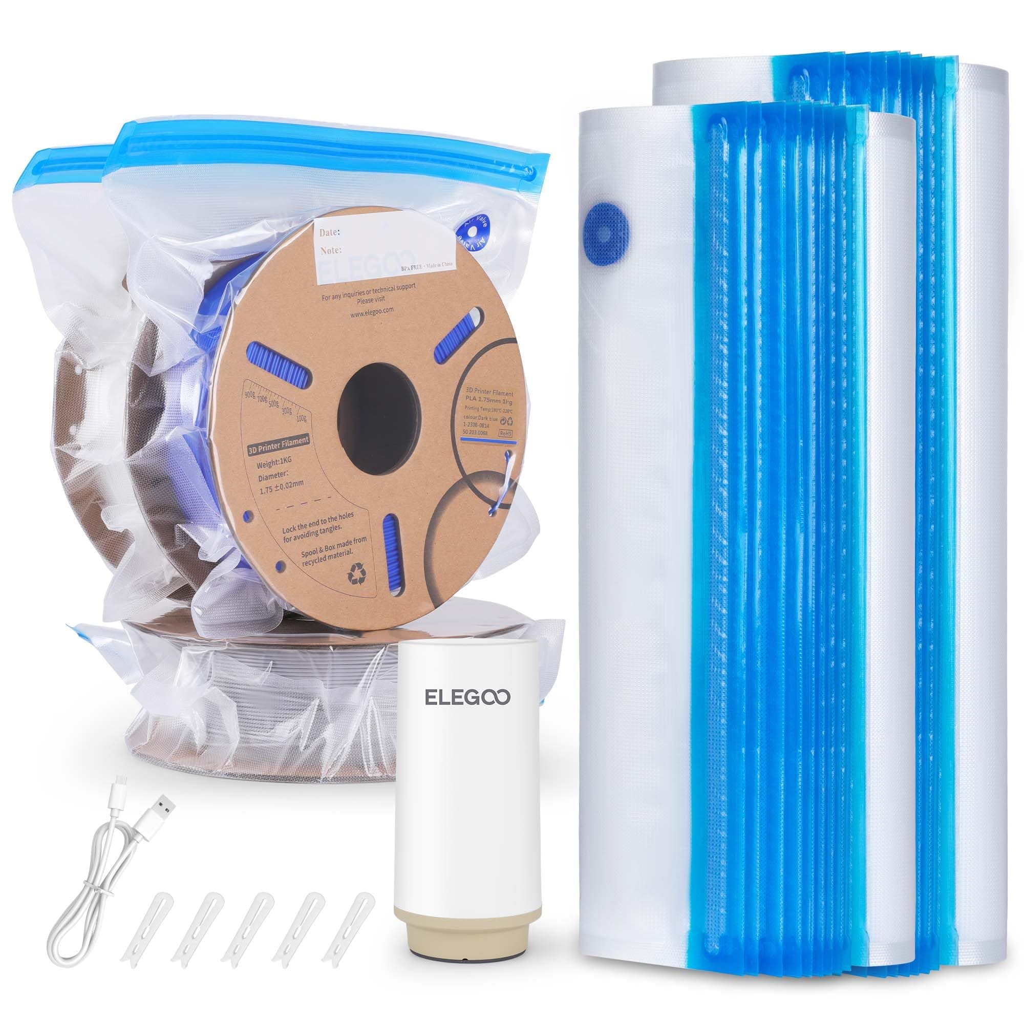 🔥 ELEGOO 3D-Druck Filament Lagerung Vakuum-Kit mit Autopumpe und Dichtung Clips! 🚀