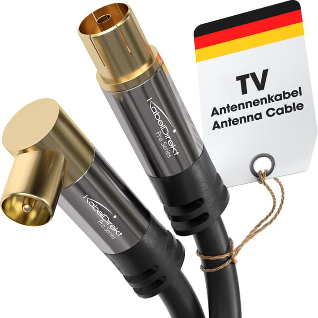 📺🔌 KabelDirekt – 4K Antennenkabel, Koaxialkabel, TV Kabel 90° gewinkelt/gerade – 1 m