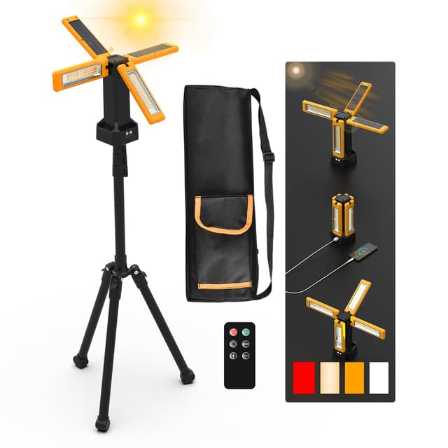 🌞🔦 13200 mAh Wiederaufladbare Solar Baustrahler Led mit Stativ 🌿 Fernbedienung