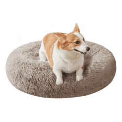 🐶 Nisrada Hundebett für kleine, mittelgroße und große Hunde, 70cm, waschbar, rund, gemütlich, weich, Haustierbett für Welpen und Kätzchen, mit Rutschfester Unterseite L-70CM Beige Farbe