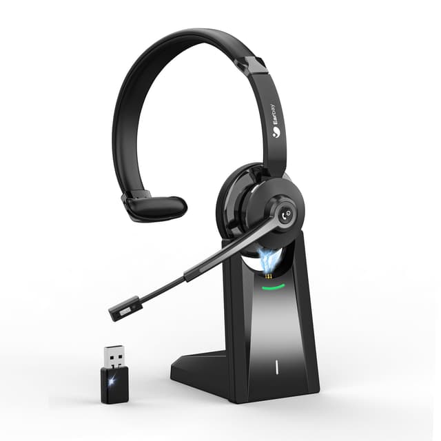 🎧 Kabelloses Bluetooth-Headset mit Mikrofon und Ladestation für Home Office