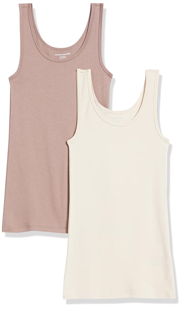 Amazon Essentials Damen Tanktop, 2er-Pack L Beige/Braun 😍👚