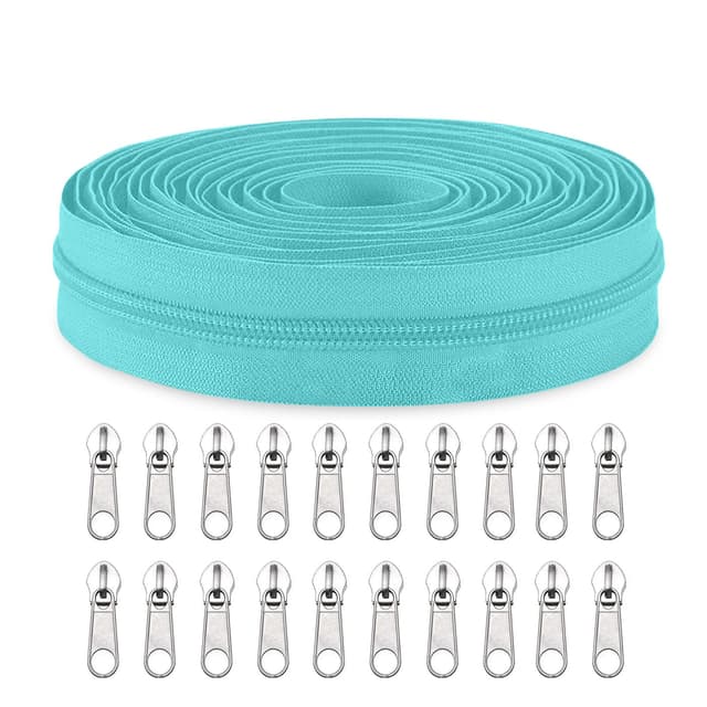 Sawoake #3 Nylon Coil Reißverschlüsse Bulk 9 Meter mit 20pcs Reißverschluss Schieber für DIY Nähen Schneider Handwerk Tasche Kleidungsstück Home Textile(SeeBlau) #3 Seeblau