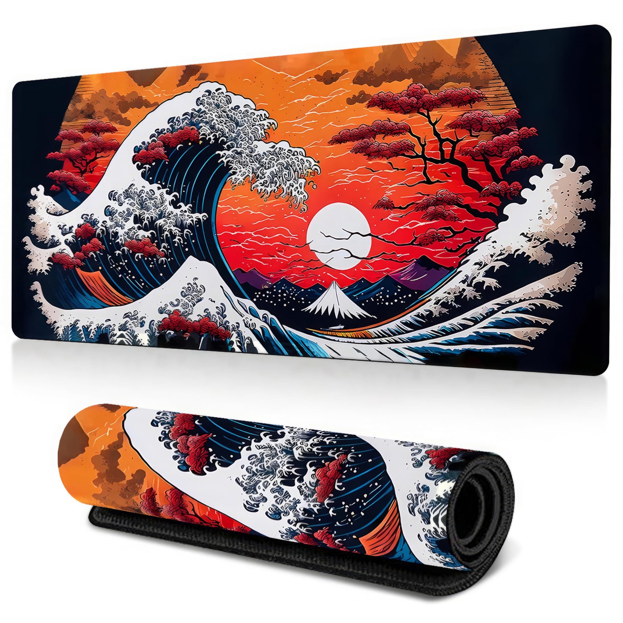 Wasserdicht Gaming Mauspad XXL - Orange Meereswelle 🌊