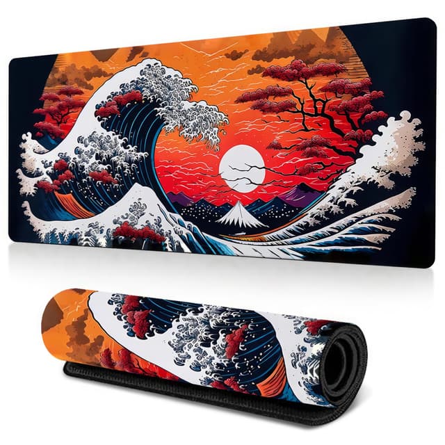 Wasserdicht Gaming Mauspad XXL - Orange Meereswelle 🌊