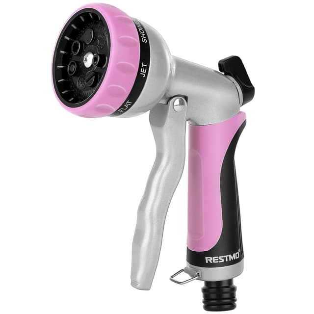 🌸🌿 RESTMO Gartenbrause Metall Hochdruck Spritzpistolen 🚿 7 Funktionen Pink