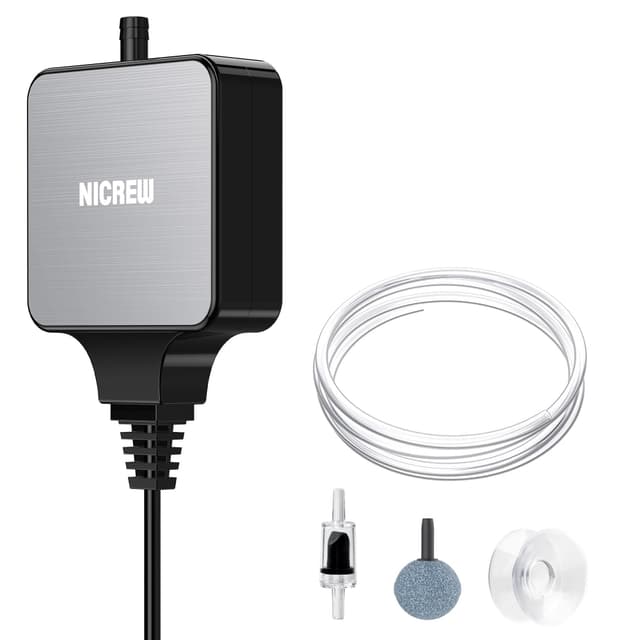 NICREW Aquarium Luftpumpe - Nano Silent Mini Sauerstoffpumpe mit Rückschlagventil 🐠