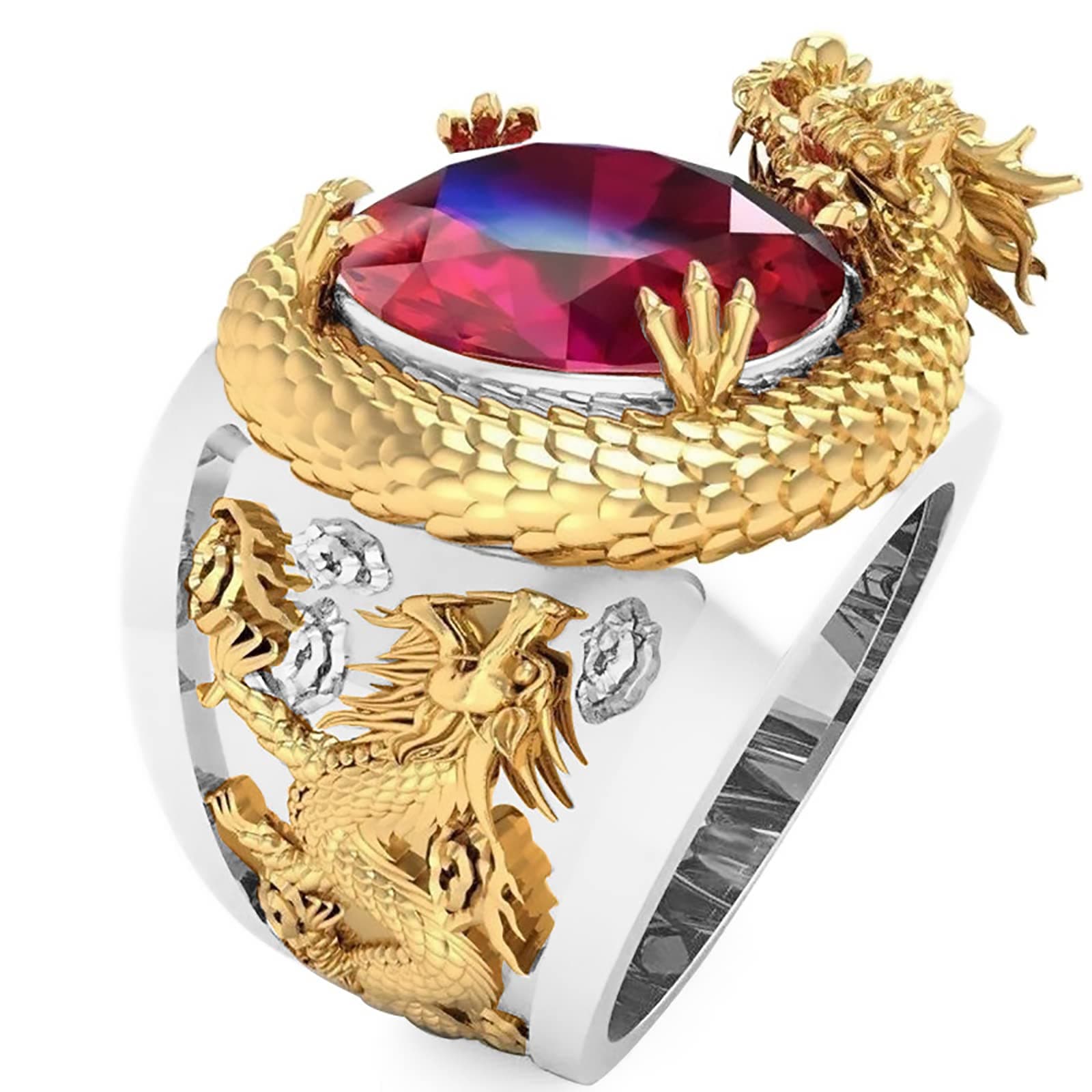 BMDHA Selbstverteidigung Ringe 3D-Drache Skulptur 🐉 Universelle Größe (Verstellbare Öffnung) Herren und Damen Unisex kreatives Geschenk 🎁 Geburtstagsgeschenk zum Valentinstag (Gold/Silber)
