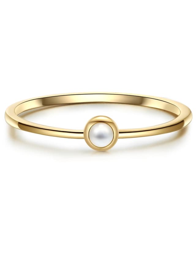 GLANZSTÜCKE MÜNCHEN Damen Ring 925/- Sterling Silber 🌟 gelbvergoldet 14 Karat Perlmutt Silberring 52