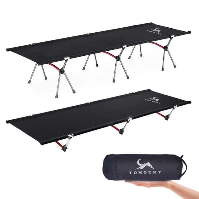 🏕️ TOMOUNT Feldbett Leichtes Campingliege Aluminiumlegierung Kompaktes Campingbett Reisebett für Balkon, Garten, Zelten, Outdoor Wanderung Schwarz - Angebot!