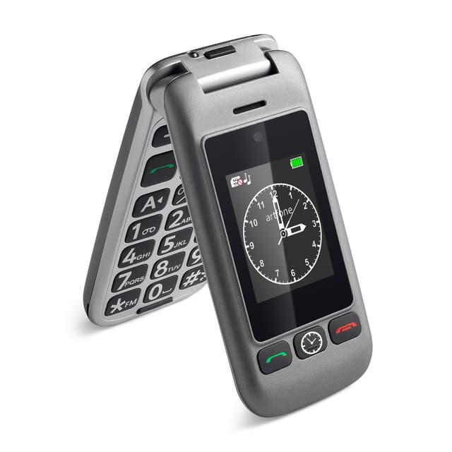 Artfone G6 4G Seniorenhandy Klapphandy Ohne Vertrag mit Doppeldisplay und SOS-Taste - Grau