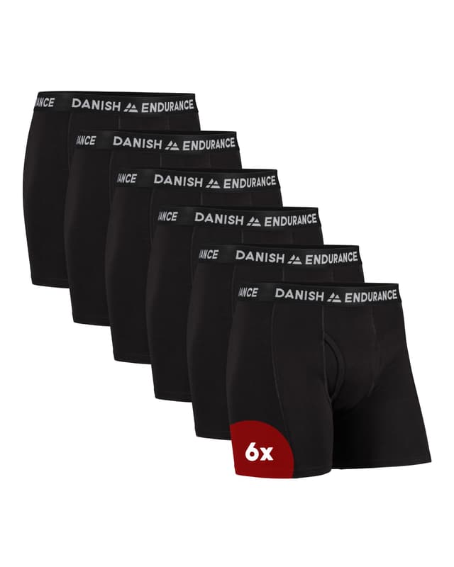 🔥 DANISH ENDURANCE 6er Pack Boxershorts Herren XL Schwarz mit Eingriff 🩲
