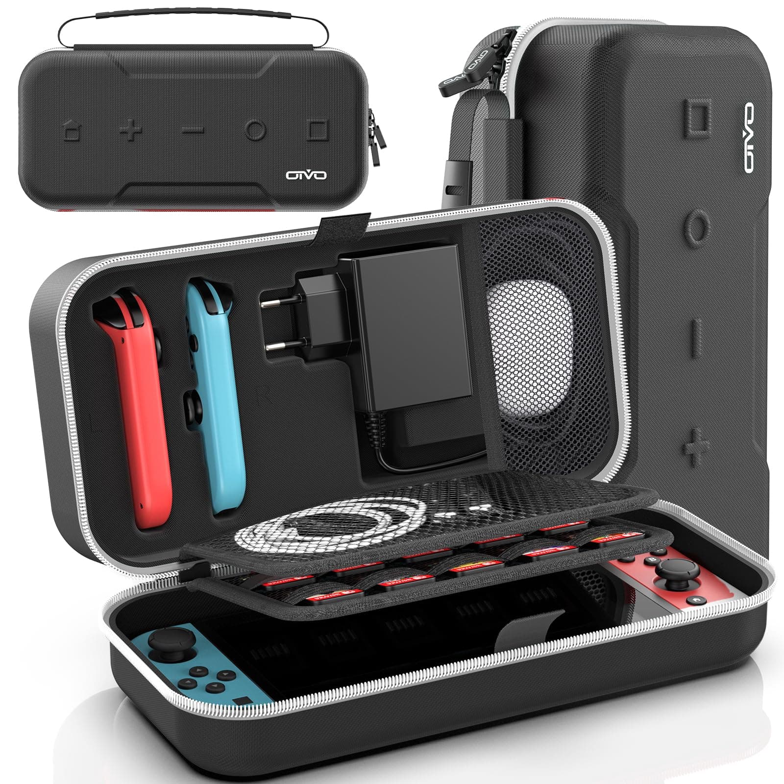 🎮👜 OIVO Switch Tasche für Nintendo Switch/Switch OLED, 20 Spiele & Zubehör, Weiß