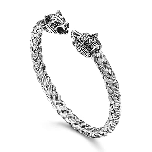 XYJJ Herren Armband, Link Panzerkette Armband, Edelstahl Wolfskopf Armband Herren