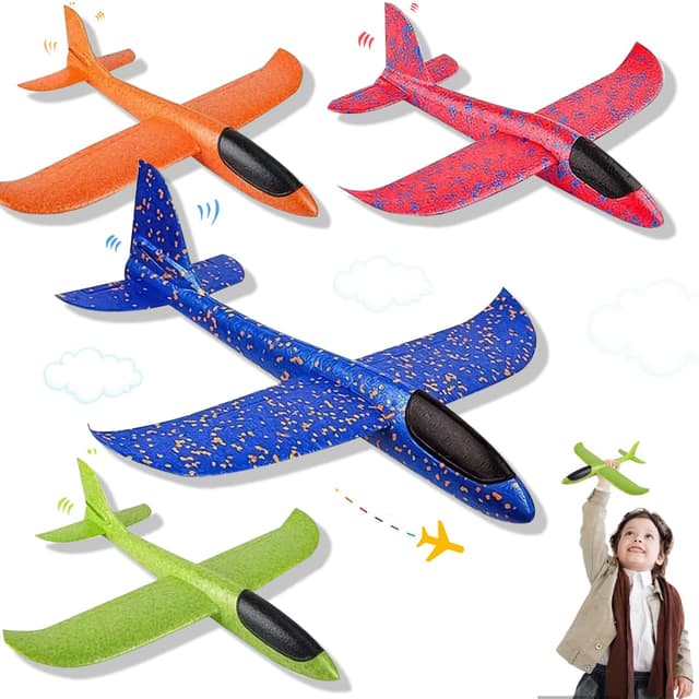Kaiyingxin 4 Stücke Styroporflieger für Kinder - Wurfgleiter Flugzeug Spielzeug Groß - Segelflugzeug aus Styropor 4 Flugzeuge