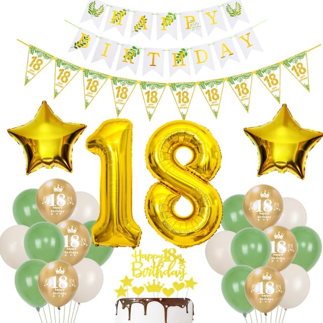 Gold Luftballons 18. Geburtstag Oliv-grün / Gold Dekoration 🎈🎉✨🎁💯
