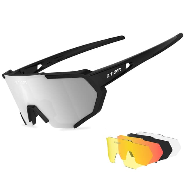 🔥 X-TIGER Fahrradbrille, Herren Damen Sportbrille, UV400 mit 5 Wechselgläsern