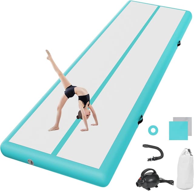 Aufblasbare Turnmatte mit elektrischer Luftpumpe - Grün 500*100*10CM 🤸🏼‍♂️