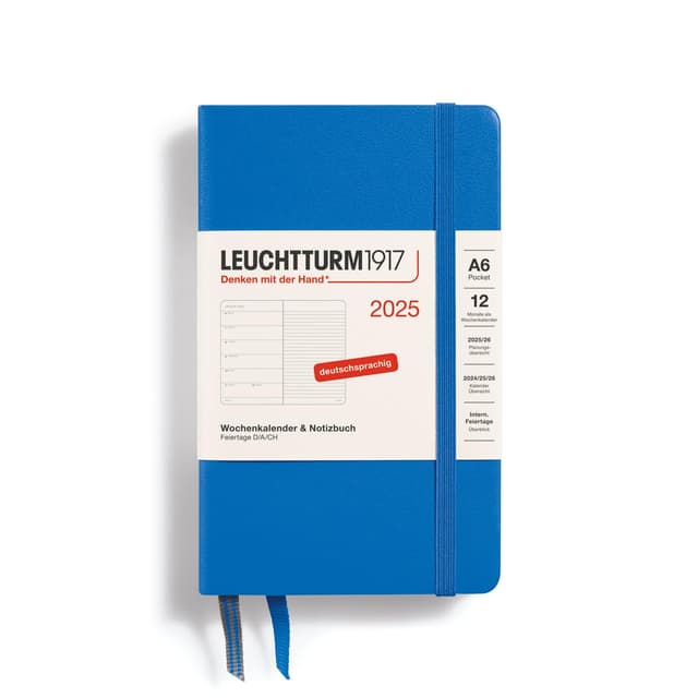 LEUCHTTURM1917 370503 Wochenkalender & Notizbuch Pocket (A6) 2025, Sky, Deutsch 📆📘