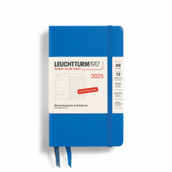 LEUCHTTURM1917 370503 Wochenkalender & Notizbuch Pocket (A6) 2025, Sky, Deutsch 📆📘