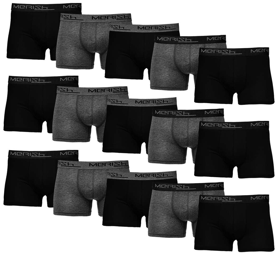 🩲 MERISH Boxershorts Herren 15er Pack S-5XL Anthrazit-schwarz 🩲
