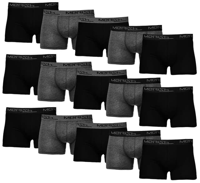 🩲 MERISH Boxershorts Herren 15er Pack S-5XL Anthrazit-schwarz 🩲