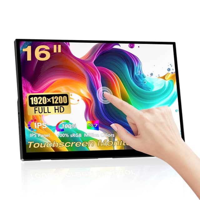 Pisichen Tragbarer Monitor Touchscreen, 16 Zoll 1920 x 1200P 🌟 Portable Touchscreen Monitor IPS Bildschirm