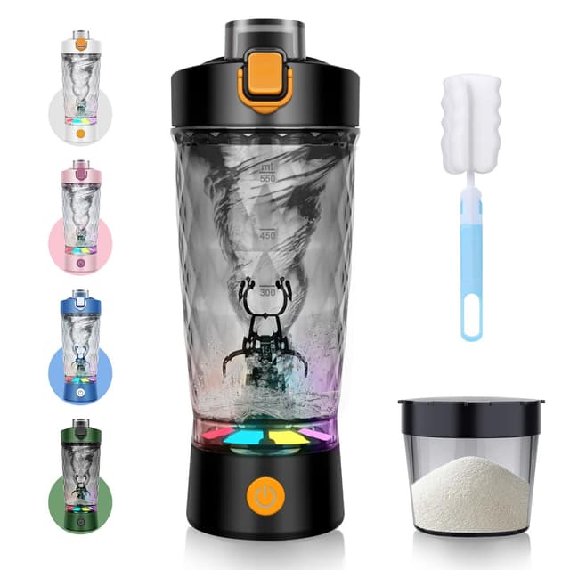 🌈 SOARFLY Elektrischer Protein Shaker mit Pulverfach 650ML Schwarz