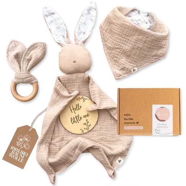 Mikito Baby Geschenk Junge & Mädchen - Geschenkbox mit 4 Artikeln 🎁
