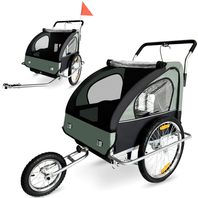 🚲 SAMAX Fahrradanhänger Jogger 2in1 Kinderanhänger Kinderfahrradanhänger Transportwagen 🚲