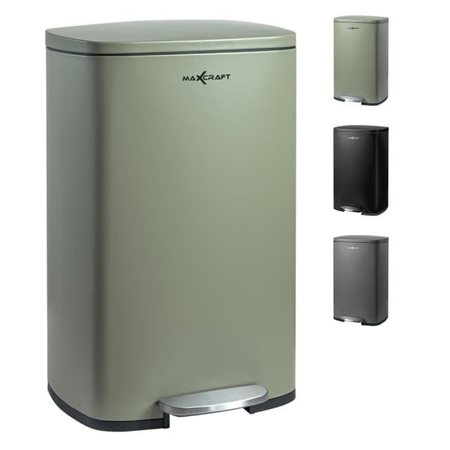 🌿 MAXCRAFT Mülleimer 50 Liter in Grün - Treteimer für Küche, Badezimmer oder Büro 🚮