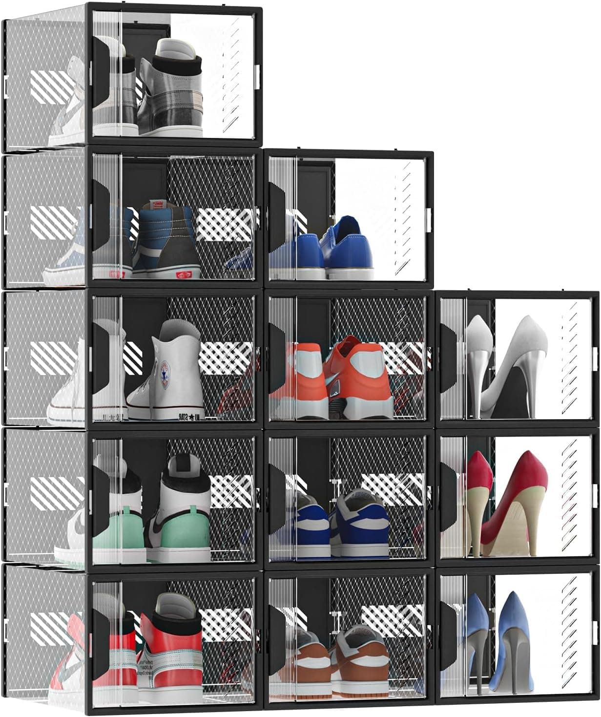 12er Pack Stapelbare Schuhboxen mit Magnettür - Organisieren Sie Ihre Schuhe stilvoll! 👟📦