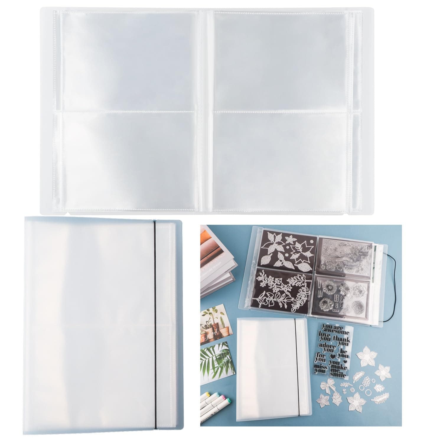 OTCRAFT 20 Seiten, 80 Taschen/1 Set großes transparentes Aufkleber-Foto-Aufbewahrungsalbum 📸🔖