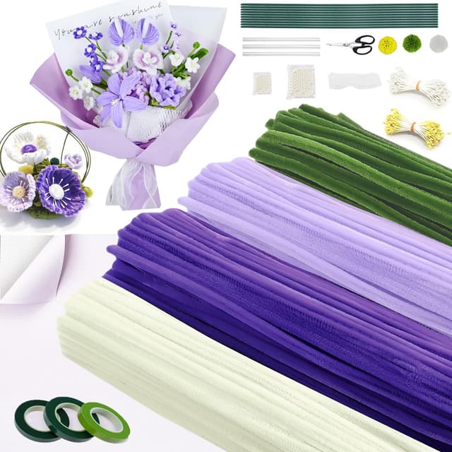 AECHO Pfeifenreiniger Blumen Set - Bastelspaß mit 400 Stück Pfeifenputzer und Zubehör 🌸