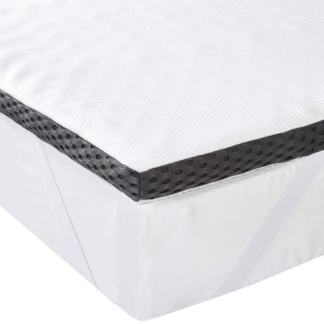 🌟 Amazon Basics Memoryschaum Matratzenauflage mit Bändern - 160 x 200 x 4 cm - Weiß