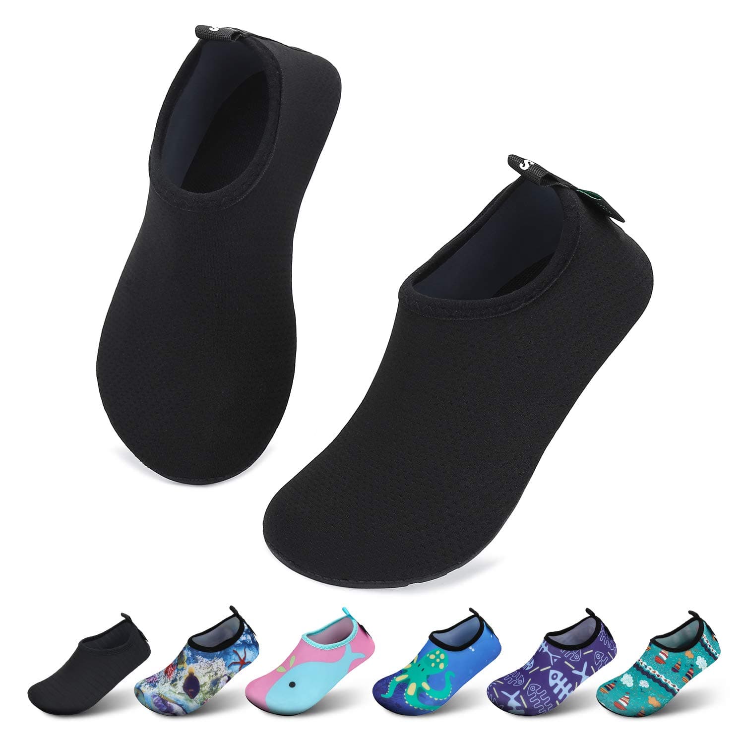 🌊👧👦 SAGUARO Kinder Badeschuhe Mädchen Schwimmschuhe Junge Schnell Trocken Outdoor Aqua Schuhe Pool Yoga, 21-35EU 30/31 EU Schwarzgewellt