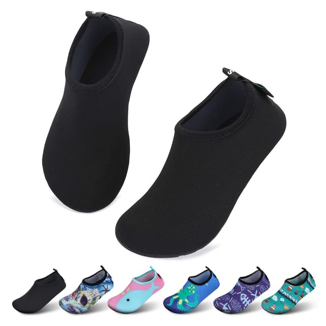 🌊👧👦 SAGUARO Kinder Badeschuhe Mädchen Schwimmschuhe Junge Schnell Trocken Outdoor Aqua Schuhe Pool Yoga, 21-35EU 30/31 EU Schwarzgewellt