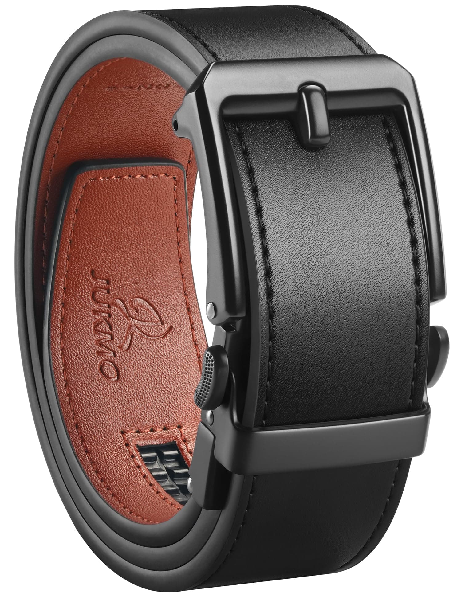 🎁 JUKMO 1.5" (38mm) Leder-Ratschengürtel für Männer in Geschenkbox Schwarz