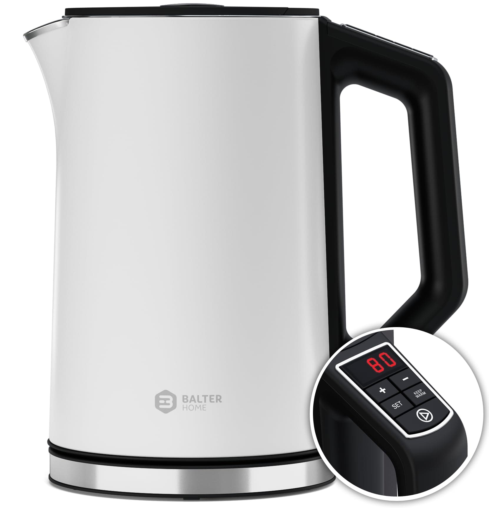 🌟 Balter Edelstahl Wasserkocher mit Temperatureinstellung, 1.5L, 2200W, Weiß C. Wieß - Deal des Tages! 🌟