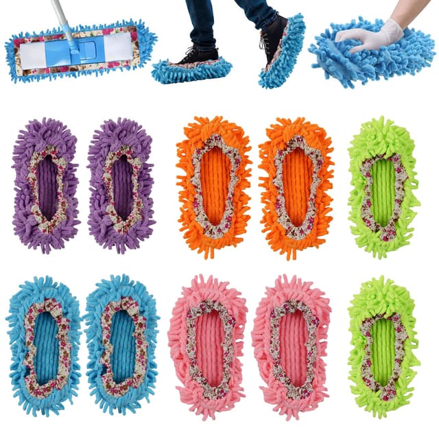 🧹👟 WPAJIRZO 5 Paar Moppschuhe - Waschbarer Moppbezug aus Mikrofaser