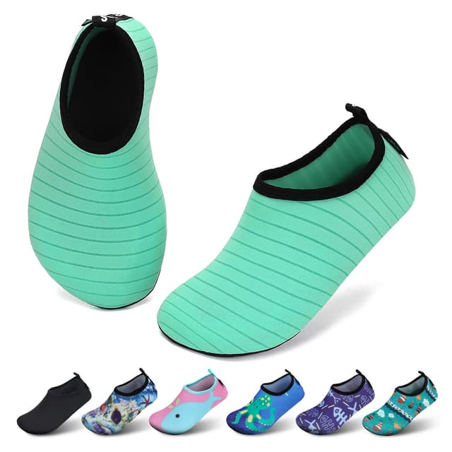 🌈 SAGUARO Kinder Badeschuhe Mädchen Schwimmschuhe Junge Schnell Trocken Outdoor Aqua Schuhe Pool Yoga 30/31 EU Hellgrün
