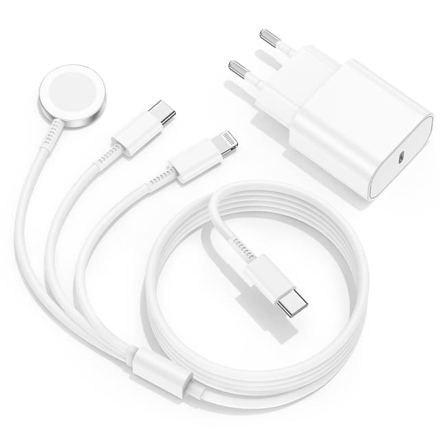 Apple Watch Ladekabel Original USB C für iWatch und iPhone, 3 in 1 Kabel 2M mit Ladegerät iPhone Schnellladegerät