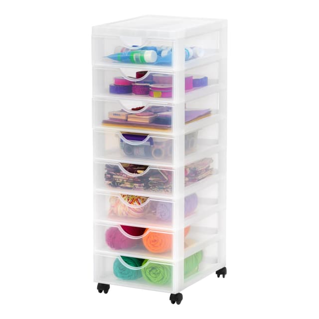 🌟 Angebot: Iris Ohyama Kunststoff-Schubladenbox mit Rollen, 8 flachen Schubladen, Mattweiß 🌈