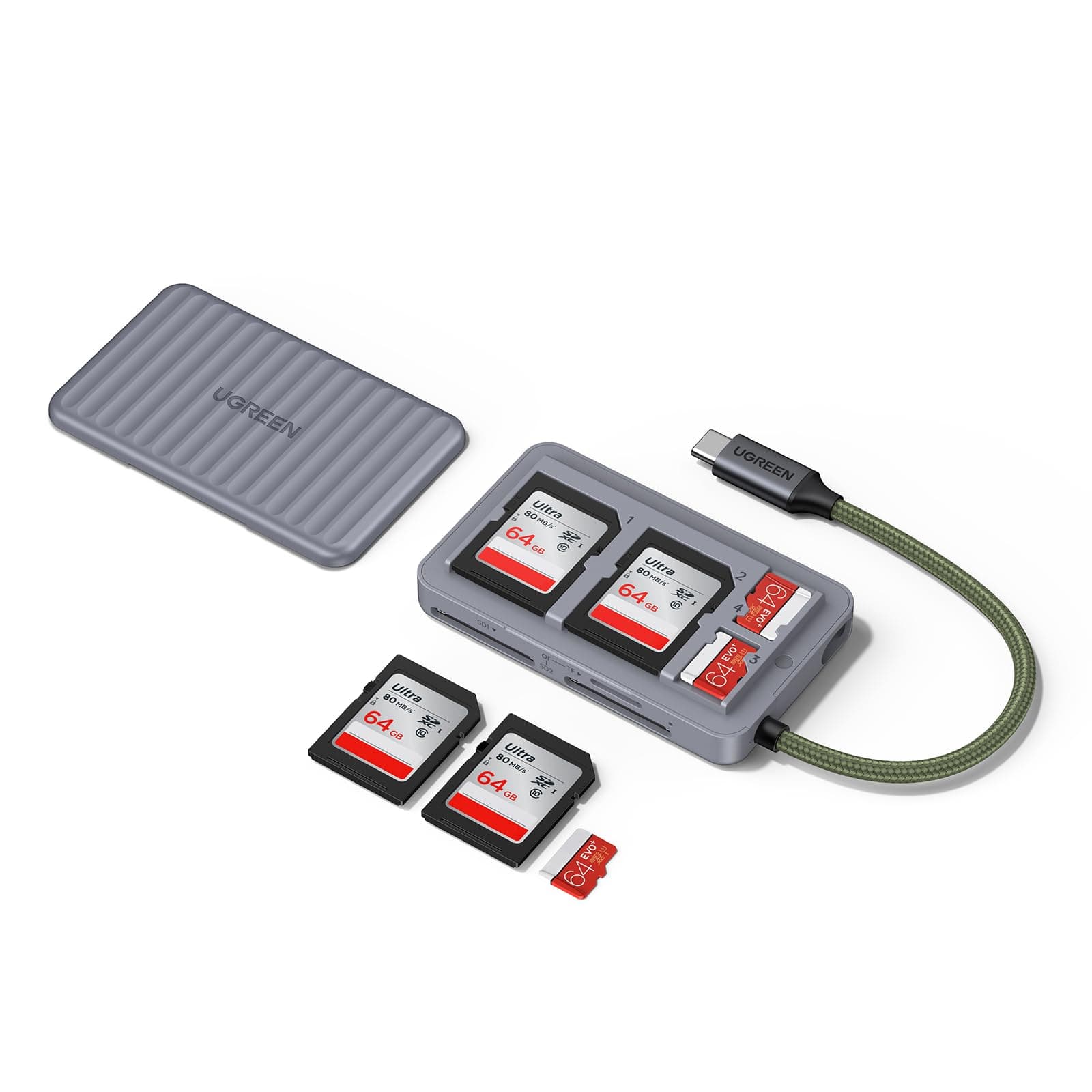 🚀 UGREEN SD Kartenleser DREI-Slot (2* SD+TF) mit Schutzhülle-Funktion (2*SD+2*TF) 📸📱