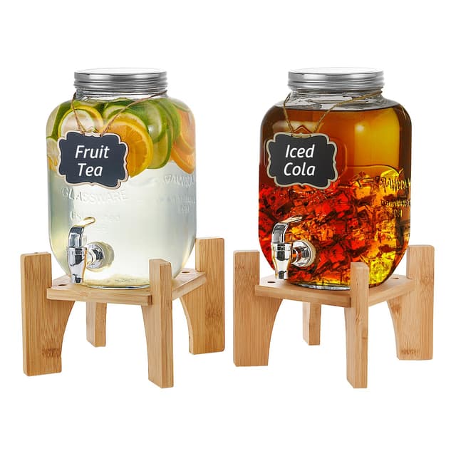 🥂🎉 Hisredsun 2 x 4L Glas-Getränkespender mit Ständer 🎁🍹