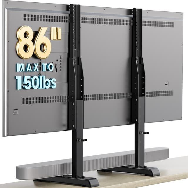 Universal Großer TV Ständer 📺 TV Standfuss Fernseher Standfüße Beine Höhenverstellbar für 24 zu 86 Zoll Fernseher Max. 60 KG VESA 800x600 mm HT10B-001